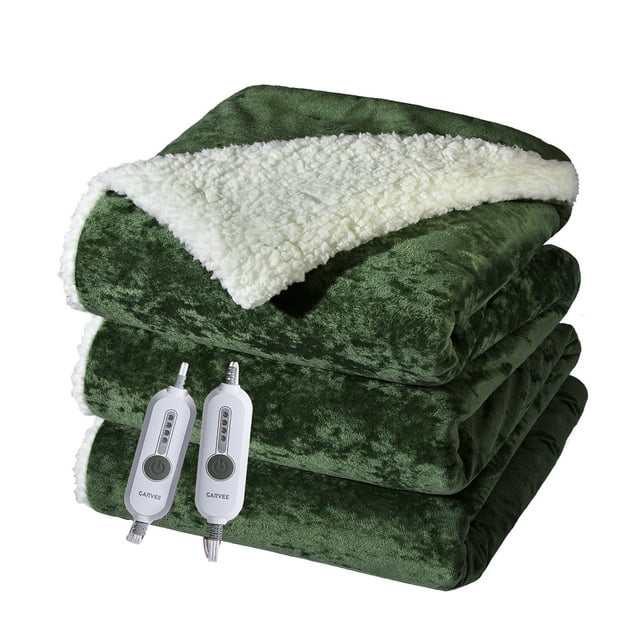 CazToi Electric Heated Throw Blanket 50x60 Inch Fast Heating Sherpa with Heat & Timer Settings