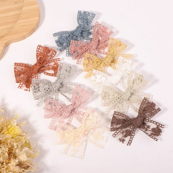 Handmade Hair Clips,Cute Tulle Bow Barrettes,Girls Hair Ribbon Bows,Multi-color Clips,Lace Hair Bow Clips for Girls