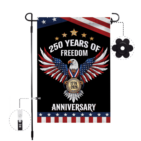 250th Anniversary Flag 250 Years of Freedom Flag with Eagle 1776-2026 Patriotic Flags Outdoor Lawn Garden Decor Doubleside Polyester