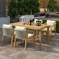 thumbnail image 5 of Heynemo Acacia Patio Dining Chairs Set of 4, Outdoor Wood Dining Chairs with Thick Cushions, Modern Patio Chairs with Woven Rope Backrest for Porch, Backyard, Garden, Indoor, Beige, 5 of 7