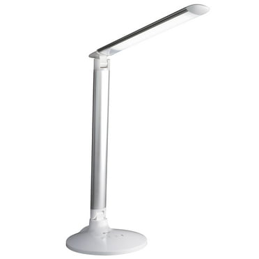 OttLite Command LED Desk Lamp with Voice Assist - White, Google Home and Amazon Alexa Compatible, USB Charging Port