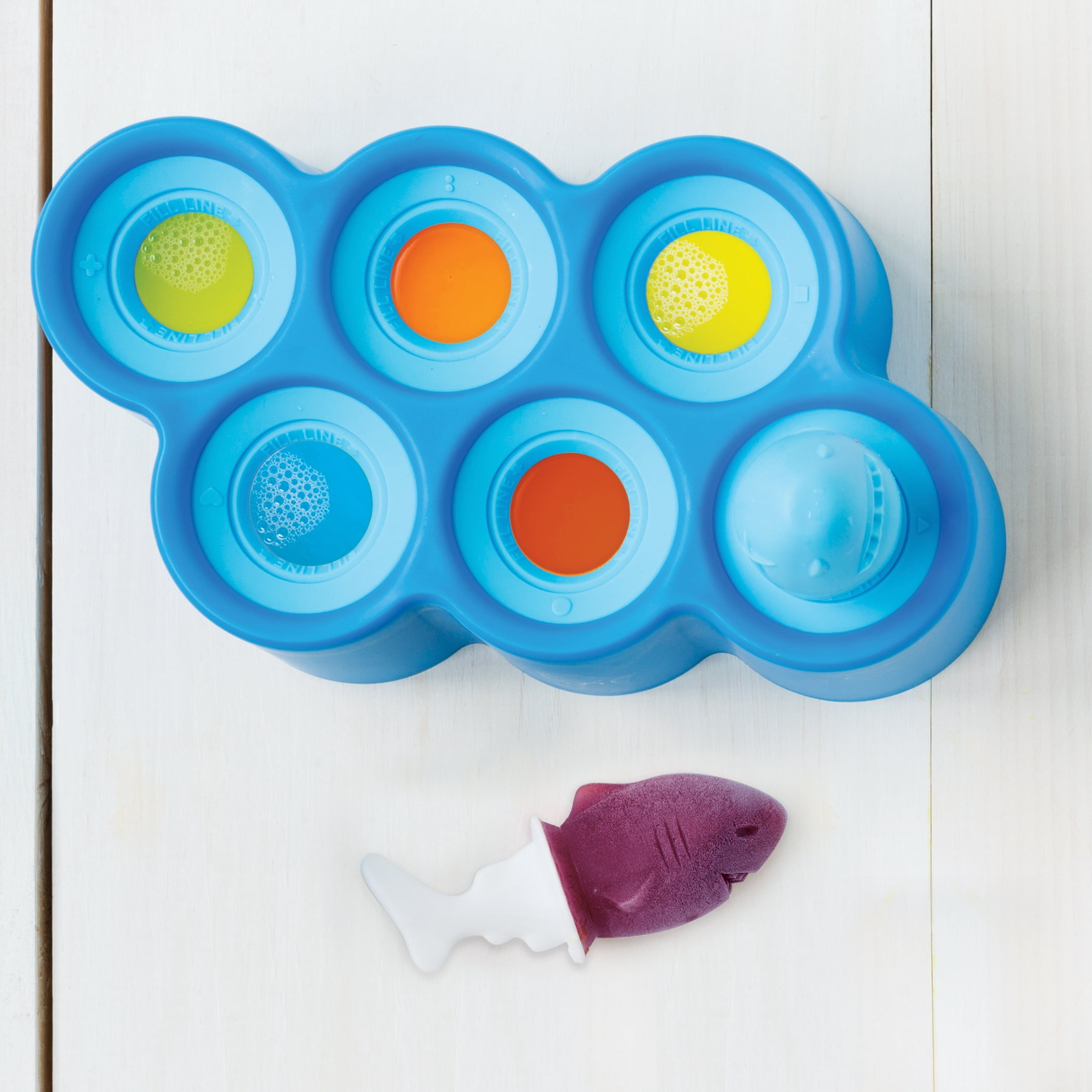 ZOKU Fish Pop Molds, 6 Silicone Popsicle Molds in One Tray, Unique Sea Creature Designs, BPA-free