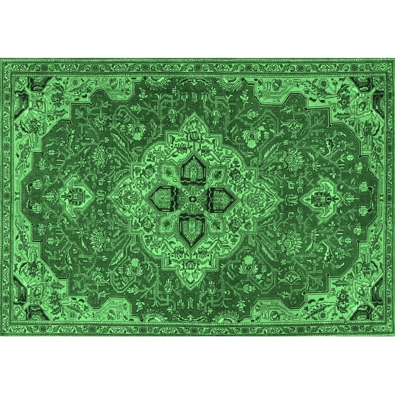 Ahgly Company Indoor Rectangle Persian Emerald Green Traditional Area Rugs, 7' x 9'