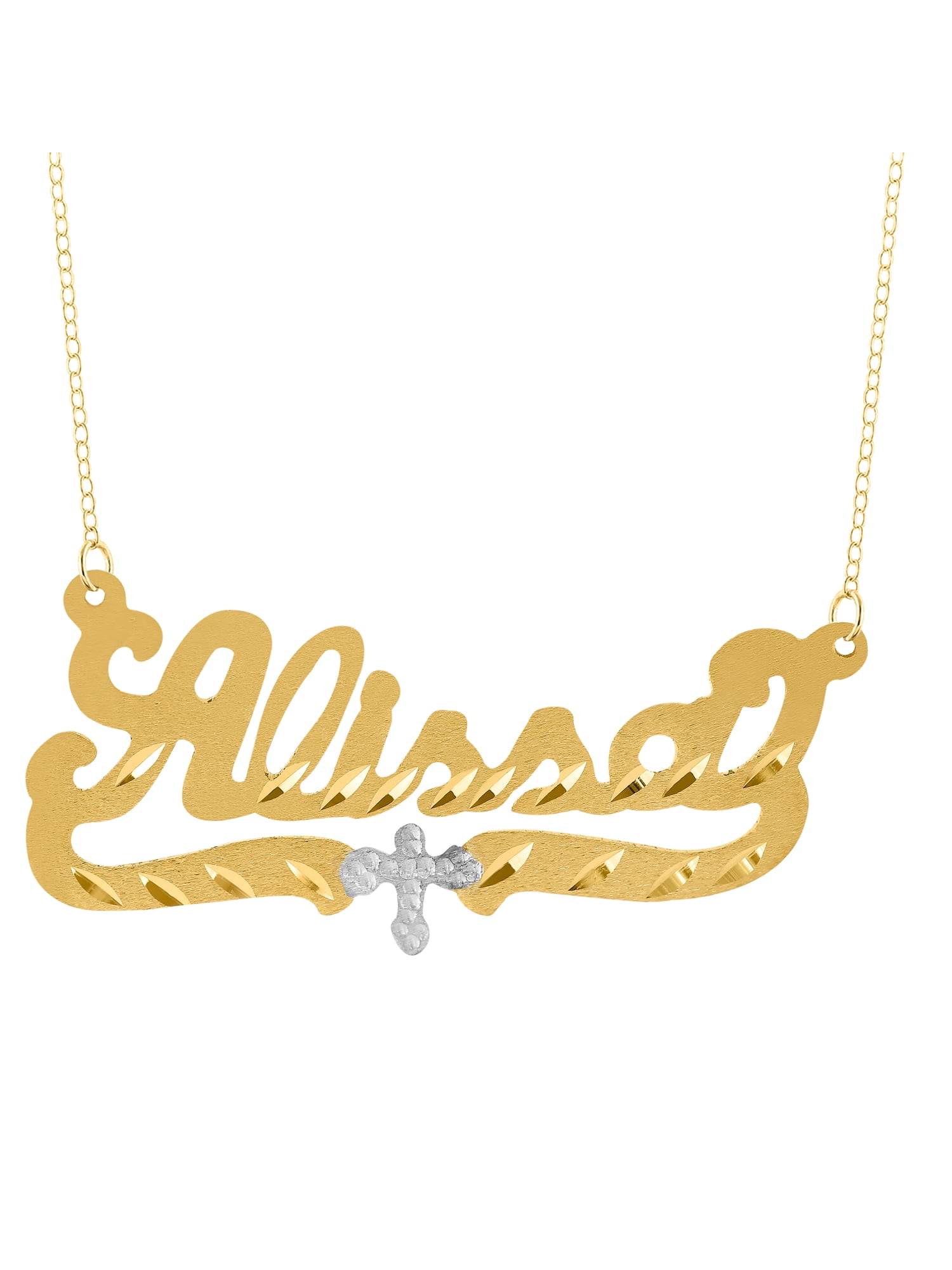 Personalized Name Necklace with Beading and Rhodium