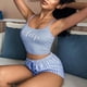 thumbnail image 3 of Conjunto de Pijama Sexy para mujer, ropa de dormir para el hogar, Tops y pantalones cortos, Verano, 3 of 4