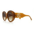 thumbnail image 6 of Womens Oversize Round Thick Temple Plastic Designer Fashion Diva Sunglasses All Brown, 6 of 8