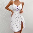 thumbnail image 2 of Endives Women's Nightgown Sleepshirt Heart Print Flared Slit Out Halter Sleepdress Comfortable Lounge Dress Night Wear Summer Nightgown, 2 of 7