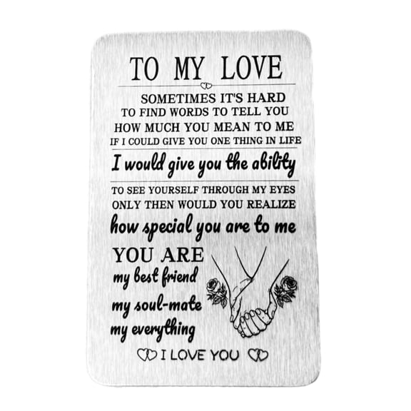 Engraved Valentines Day Cards for Husband Wife Wallet Inserts, Wedding Anniversary Cards for Bride Groom Boyfriend Girlfriend, Valentines I Love You Gifts