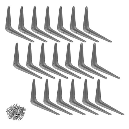 

Wideskall 20 Pcs Metal 4 x 5 inch Wall Corner Angle Shelving Shelf Brackets Gray