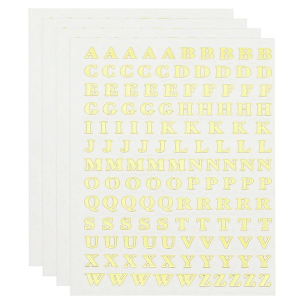 Uxcell Stickers de Letras Brillantes, 520 Pcs 4 Hojas 0.12 Pulgadas Stickers Adhesivos para Buzones Letras en Oro