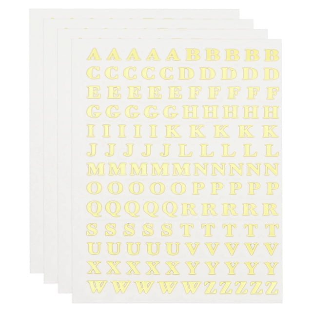 Uxcell Stickers de Letras Brillantes, 520 Pcs 4 Hojas 0.12 Pulgadas Stickers Adhesivos para Buzones Letras en Oro