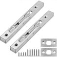 thumbnail image 1 of 2-Pack of Door Flush Bolt Latch Slide Locks (1 Pairs), Concealed Lever Action Security Bolts, Brushed Stainless Steel Slide Latches - 8" (22cm) Length, 1 of 5