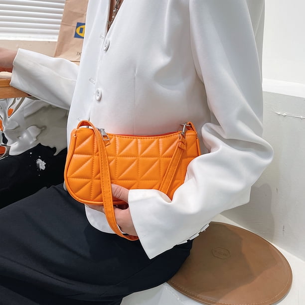Bolso de hombro para axilas de PU con relieve geométrico retro para mujer (naranja) Tmvgtek Para estrenar