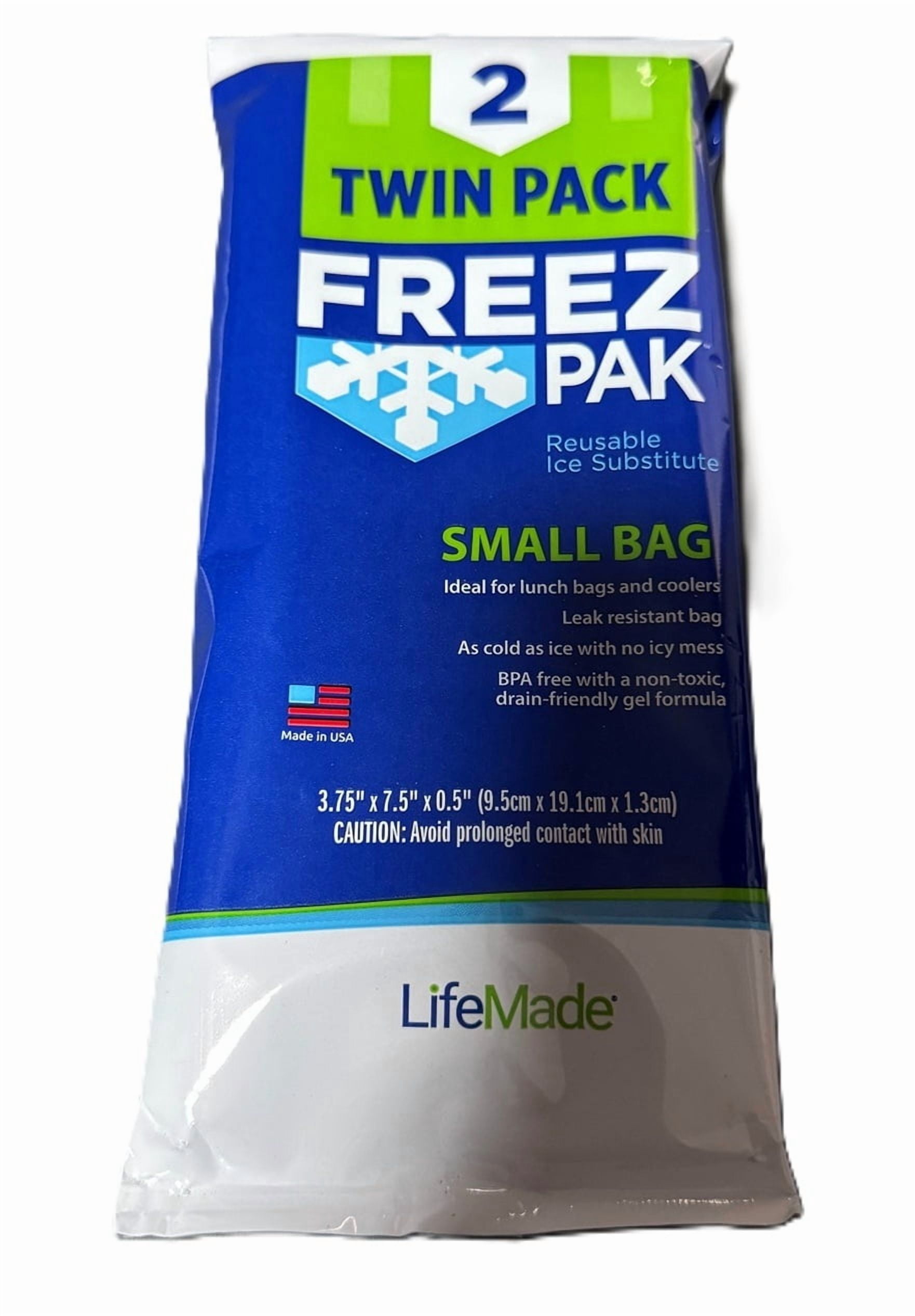 Freez Pak Twin Pack Reusable Ice Substitute Bags, Small, Non-Toxic