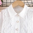 thumbnail image 6 of Summer Bohemian Outfits for Girls Short Sleeve Lapel Lace Button Down Shirts High Waist Pleated Pants Sets White 5-6 Years, 6 of 9