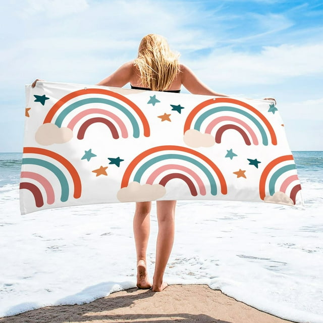 PRETXORVE Microfiber Beach Super Colorful Bath Sandproof Beach Blanket Multi-Purpose for Travel Swimming Pool 30x60