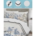 thumbnail image 4 of Blue Floral Spring Summer Quilt Set Full Size, Soft Microfiber Quilted Bedding Set with 2 Pillow Shams, Summer Botanical Flower Vintage Lightweight All Season Bedspread Coverlet for Bedroom 78"x90", 4 of 6