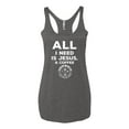 thumbnail image 2 of Wild Bobby All I Need is Jesus & Coffee Inspirational/Christian Women Tri-Blend Racerback Tank Top, Premium Heather, Medium, 2 of 6