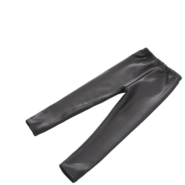 Minnieouse Mallas térmicas para niñas, pantalones pitillo interiores de terciopelo grueso para invierno, pantalones ajustados cómodos a la moda conjuntos de ropa Negro
