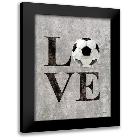 Ball, Susan 12x14 Black Modern Framed Museum Art Print Titled - LOVE Soccer