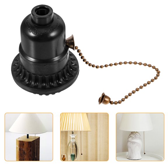 Pawsdot Lamp Holder with Pull Chain Black Solid Construction for Flexible Lighting Use
