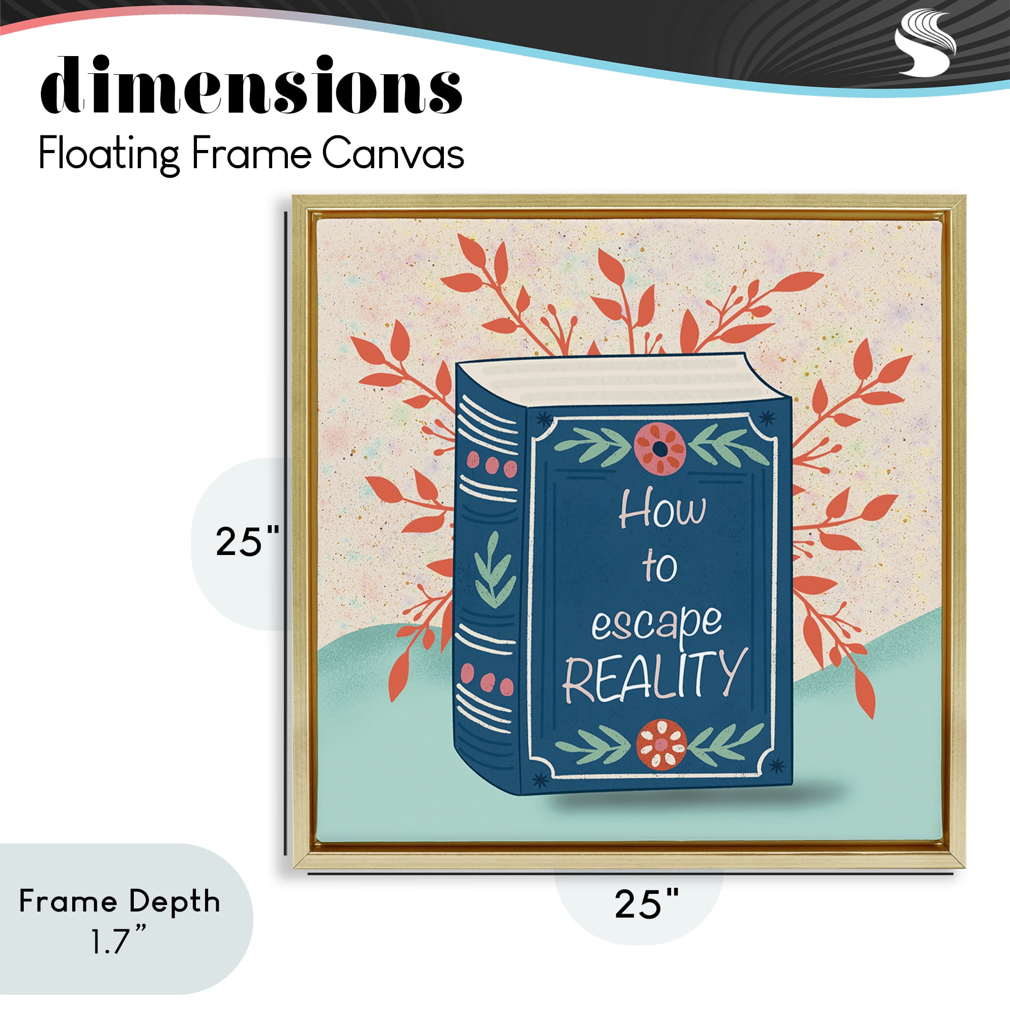 Stupell Industries How To Escape Reality Gold Framed Floater Canvas Wall Art, design by Julia Frost