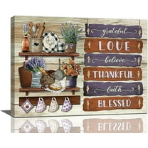 Kitchen Wall Art Farmhouse Kitchen Pictures Wall Decor Rustic Christian Kitchen Sign Canvas Print Painting Modern Home Framed Artwork For Dining Room 16"x12"