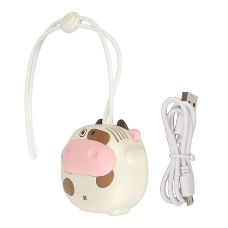 

2024 Mini Hanging Neck Fan USB Rechargeable Bladeless Cartoon Cow Shape Necklace Fan with Adjustable Lanyard for Outdoor Beige