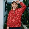 thumbnail image 2 of Uorisanigo Kids Girls Sweatshirt Casual Christmas Candy Cane Long Sleeve Pullover Top Quarter Zipper Cropped Sweatshirt for Teen Girl School Athletic Tops Fall Fashion Outfits Clothes, 2 of 7
