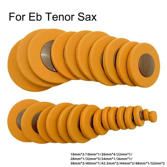 25 Pcs Eb For Tenor Sax Leather Pads 14 Sizes Replacement Accessories Brown
