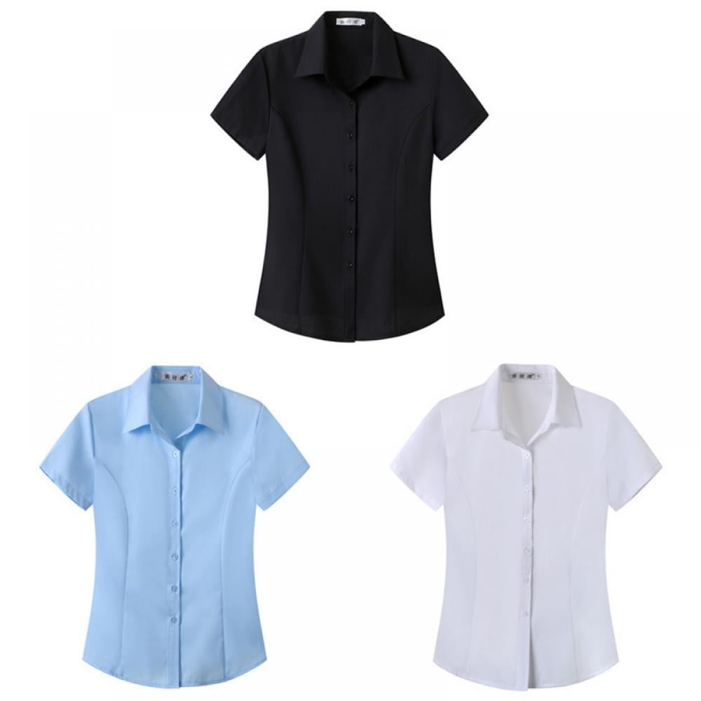 short sleeve blouses with collars