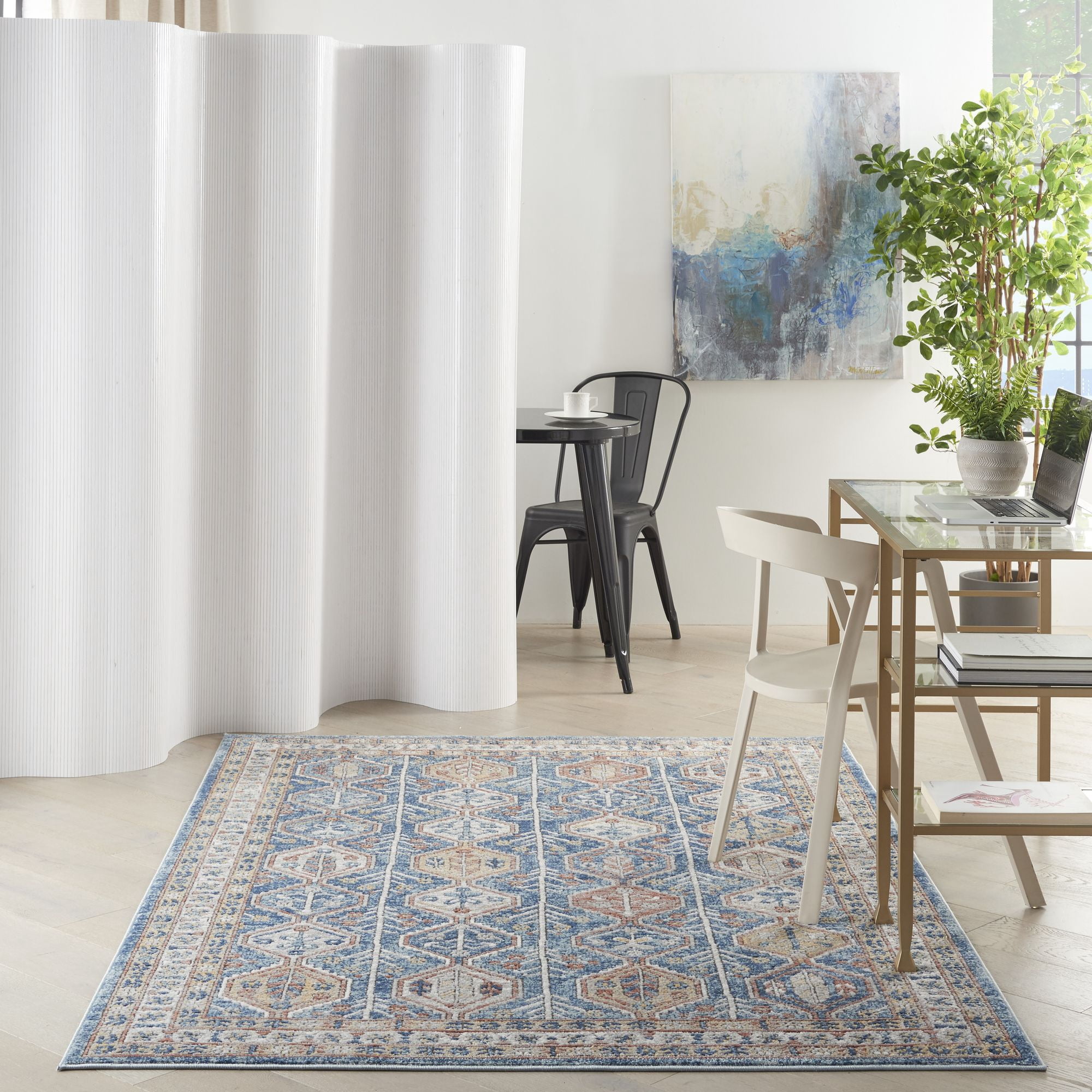 Nourison Concerto Modern Blue/Multi 3'9" x 5'9" Area Rug, (4x6)
