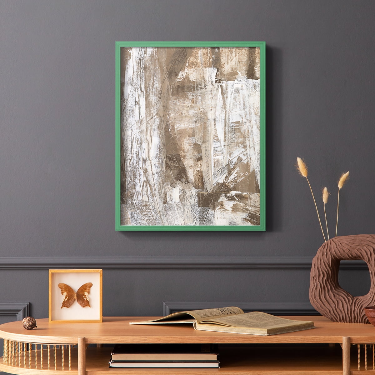 Bronzed I Framed Print in Green Solid Wood Framed Print No Nail Hanging