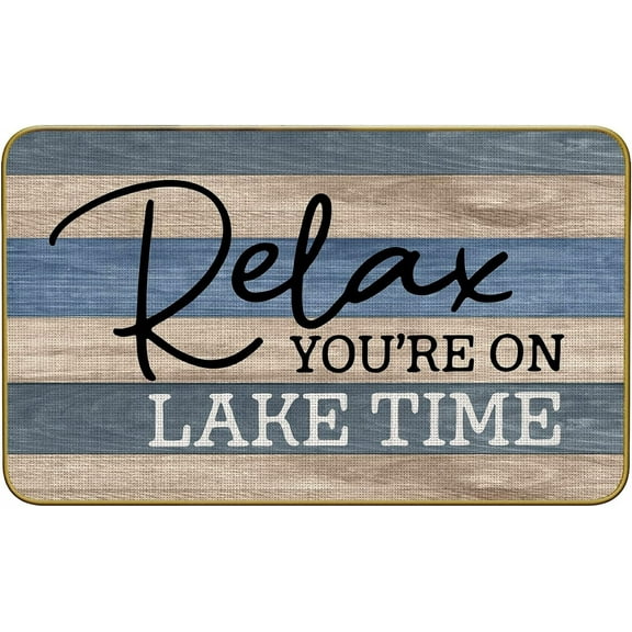 32*20inches Relax You're On Lake Time Doormat Door Mat for Home Kitchen Entrance,Nautical Lake House Kitchen Floor Mats for Front Indoor Rug Welcome Mat,Lake Decorations for Summer Home