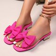 thumbnail image 5 of HNMKIU Women's Sandals Elegant Square Toe Slides with Bow Detail Comfortable Mid Heel Style for Women with Wide Feet Option Beach Shoes Hot Pink,6.5, 5 of 5