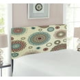 thumbnail image 2 of Beige Headboard, Vintage Ornate Round Motifs Forms Oriental Nostalgic Art Old World in Retro Style, Upholstered Decorative Metal Bed Headboard with Memory Foam, Twin Size, Multicolor, by Ambesonne, 2 of 4