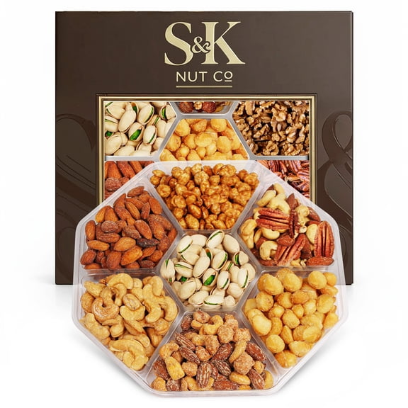 Gourmet Nuts Gift Tray, 7-Variety Sweet & Roasted Nut Assortment, 1 lb