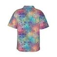 thumbnail image 3 of Daiia blue pink colorful cracked texture Hawaiian Shirt for Men Gentle Cotton Regular Short Sleeve Casual-X-Large, 3 of 9