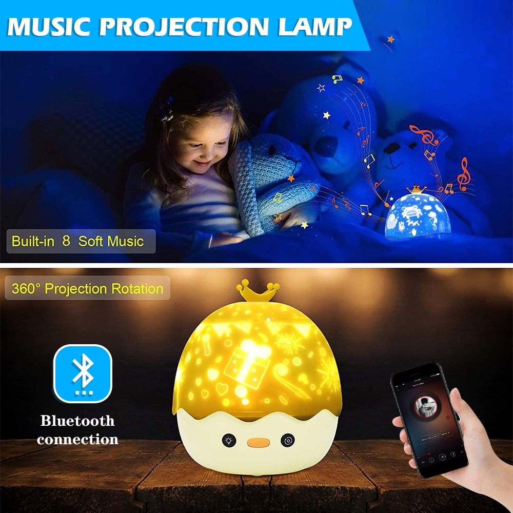 LNKOO Night Light Projector for Kids, Remote Control Star Projector with Timer and Music, 360 Degree Rotation Galaxy Projector, Decorating Bedroom Party, Best Gift for Baby Children,6 Sets of Film