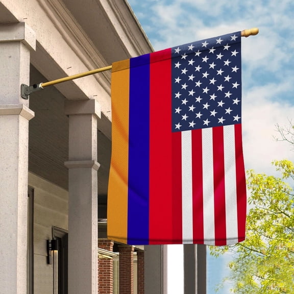 American Armenia Flag Armenian Friendship U.S.A Memorial Day Patriotic For House Flag, Double-Sided Decorative Outdoor Flag, Patriotic Polyester Yard Flag 29.5 x 39.5 in