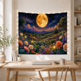 thumbnail image 5 of Golden Full Moon Over Flower Meadow, Serene Fantasy for Flower Lovers, Floral Wall Art, Housewarming Gift, Tapestry Wall Hanging for Bedroom, Living Room and Dorm, 5 of 7