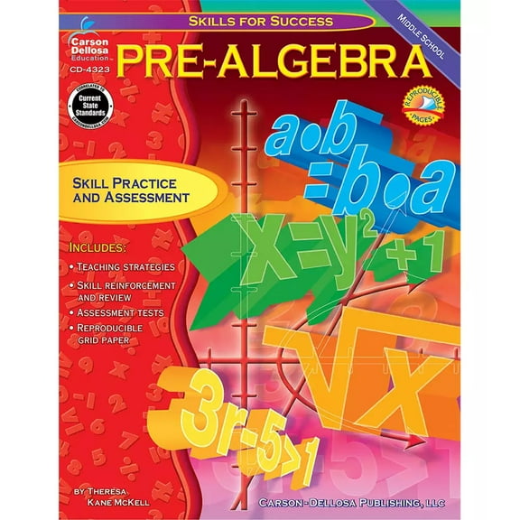 Carson Dellosa Education Pre-Algebra Resource Book, Grades 6-8