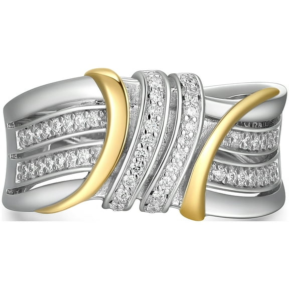 Forever Facets Two-Tone 1/4 CT TW Lab Grown Diamond Ring, Adult Female