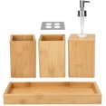 thumbnail image 2 of Juego de accesorios de baño - 4 accesorios de baño de bambú - Portacepillos de dientes - Dispensador de jabón - Vaso - Soporte, 2 of 5