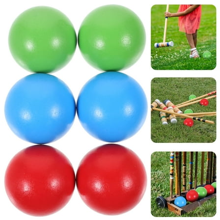 Topbathy 6Pcs Wood Toy Bocce Balls Red Round Children Outdoor Activities