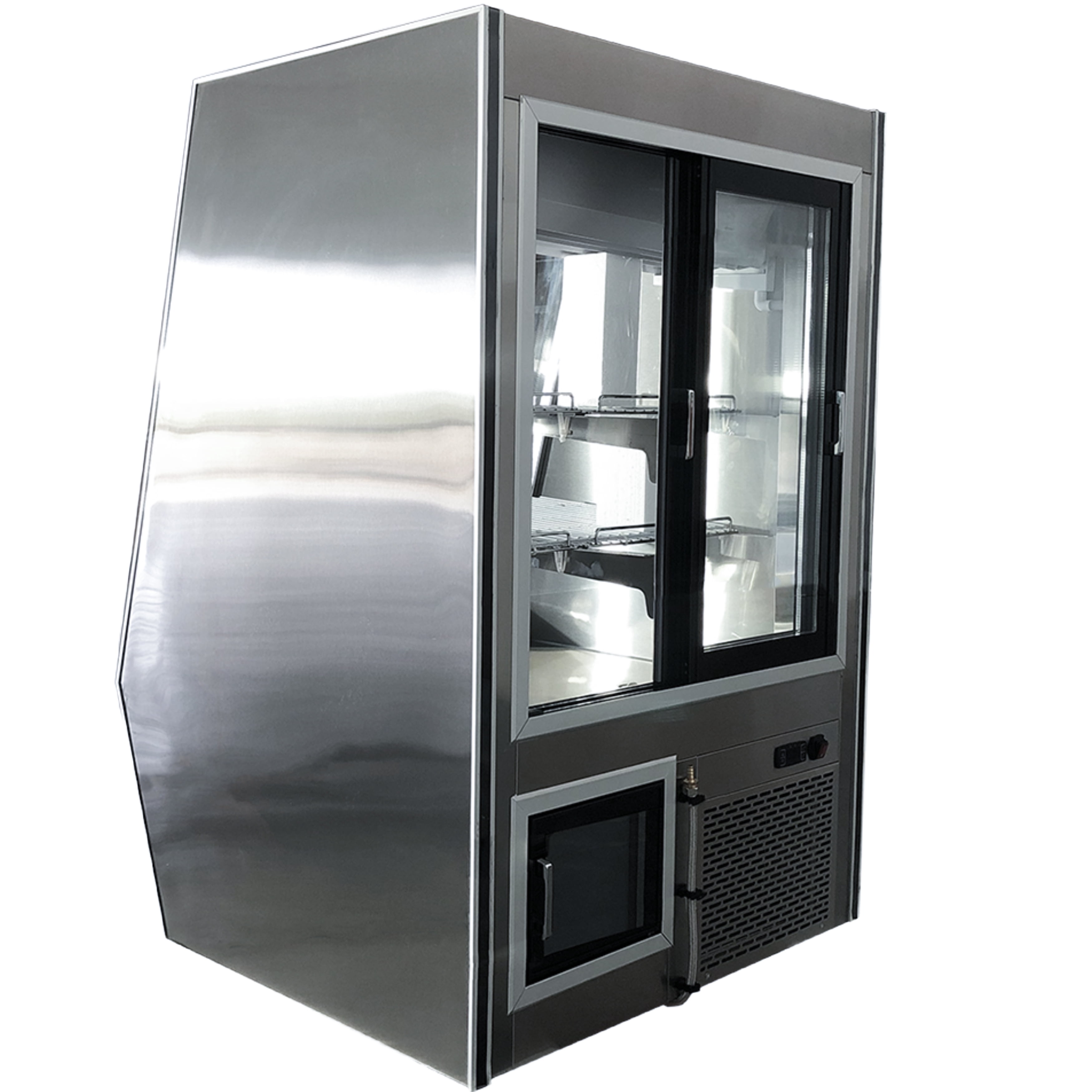 NSF 36 in. Commercial Refrigerated Case Display Refrigerator 16.5 Cu.Ft. Stainless Steel Refrigerator Cooler Case