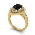 thumbnail image 2 of 2.48 ctw with Simulated Diamond Halo Accents Anniversary Ring for Women | Pear Cut Natural Onyx | Hyperallergenic Solid 14K Yellow Gold, 2 of 5