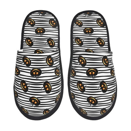 Balery Haloween Pumpkins Slient Indoor Furry Fleece Comfort House Shoes Soft Non-Slip Home Shoes Cotton slippers House Slippers-- Large