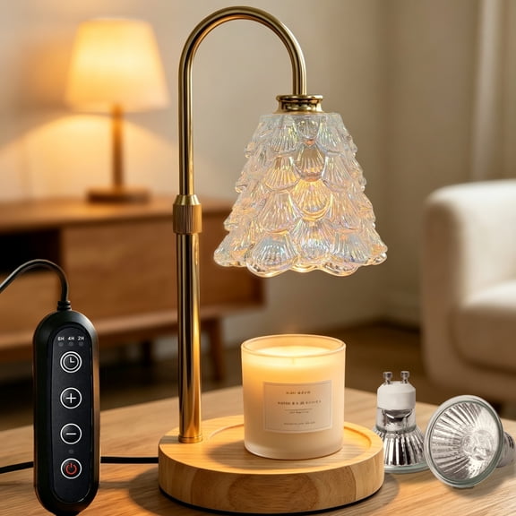 HIDAWN Candle Warmer Lamp with Timer Dimmable,Adjustable Height,Electric Flameless Wax Melter for Jar Candles with 2 Bulbs for Women Mom, House Warming Gifts New Home Decor-Colorful Christmas Tree
