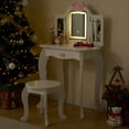 thumbnail image 5 of Zimtown Kids Vanity Princess Dressing Table with 3 Color LED Light, Play Toy Makeup Vanity Set with Three-Fold Mirror, Girls Gift, White, 5 of 14